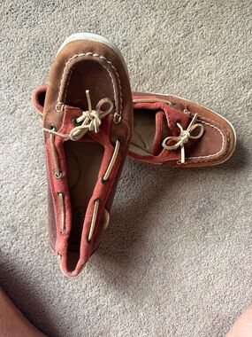 Sperry Two-Tone Brown and Rust Canvas Boat Shoes